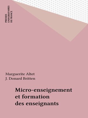 cover image of Micro-enseignement et formation des enseignants